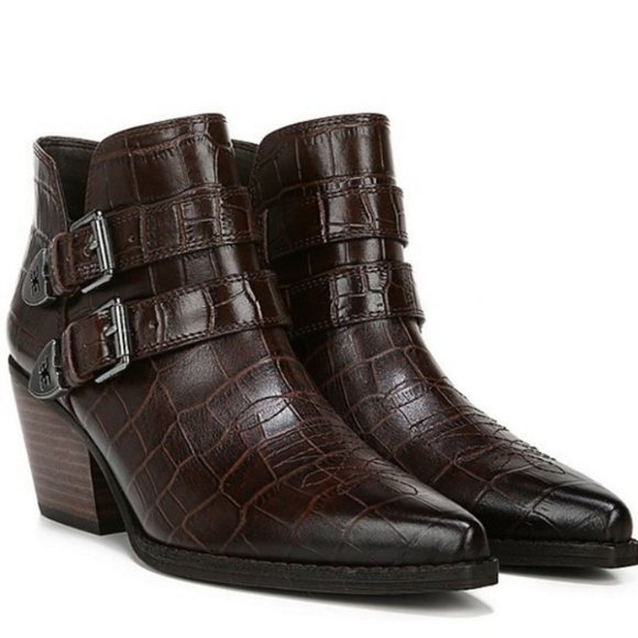 Sam Edelman Shoes | Sam Edelman Windsor Croco Western Ankle Bootie 6.5 New | Color: Brown | Size: 6.5 | Shopdownsouth's Closet